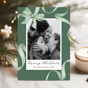 Elegante grüne Schleife Foto Weihnachten