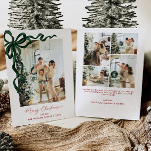 Elegante grüne Schleife Frohe Weihnachten Foto