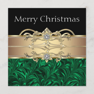 Elegante grüne schwarze Gold-Weihnachtsfeier Einladung