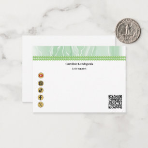 Elegante grüne Seide, Social Media & QR Code Mitteilungskarte