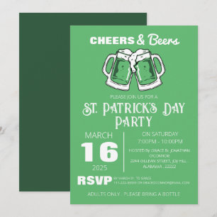 Elegante grüne Shamrock St. Patrick's Day Party Einladung