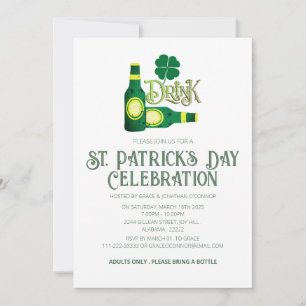 Elegante grüne Shamrock St. Patrick's Day Party Einladung