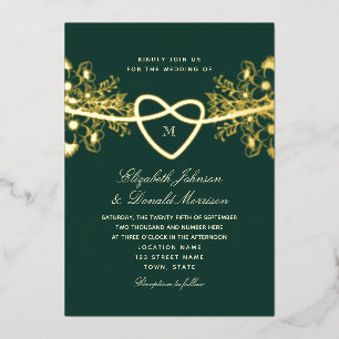 Elegante grüne Smaragd-Gold-Hochzeit Folieneinladung