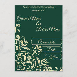 Elegante grüne Smaragd- und Gold-Botanical-Hochzei Einladung