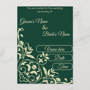 Elegante grüne Smaragd- und Gold-Botanical-Hochzei Einladung