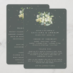 Elegante grüne Snowberry+Eucalyptus Bouquet Weddin Programm