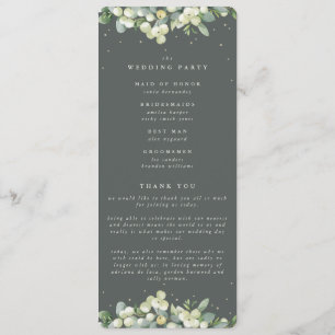Elegante grüne Snowberry+Eukalyptus Stem Wedding Programm