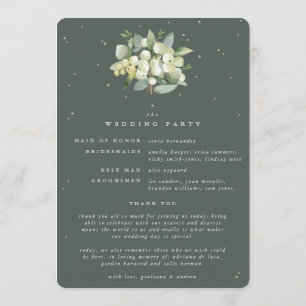 Elegante grüne Snowberry+Eukalyptus Winter Wedding Programm