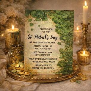 Elegante grüne St. Patrick's Day Kleeblatt-Einladu Einladung