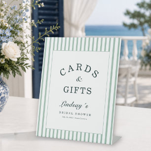 Elegante grüne Streifen Coastal Cards & Gifts Sockelschild