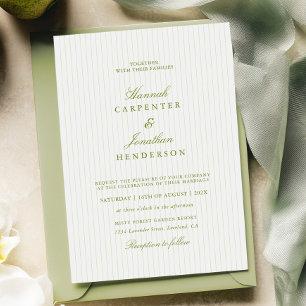 Elegante grüne Streifen-Hochzeitseinladung Einladung