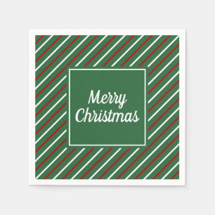 Elegante grüne Streifen Weihnachten Serviette