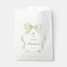 Elegante grüne Taufe Schleife Geschenktütchen