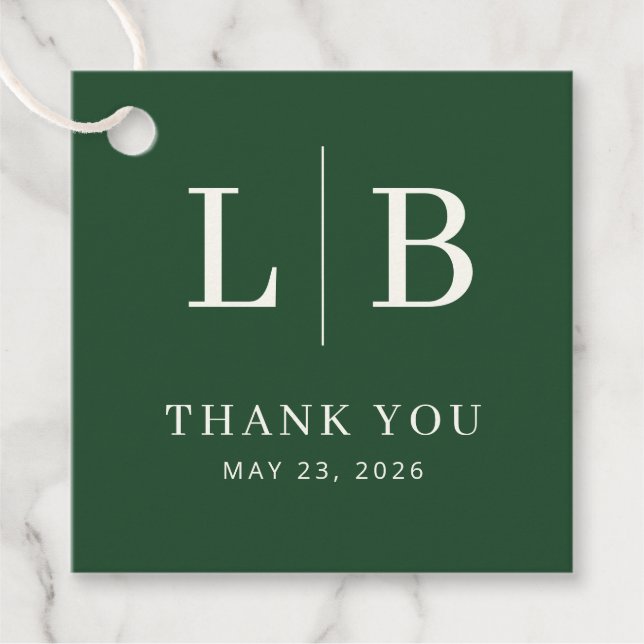 Elegante grüne typografische Dankbarkeit Geschenkanhänger (Vorderseite)
