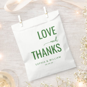 Elegante grüne typografische Liebe Danke Geschenktütchen