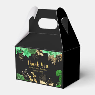 Elegante grüne und goldene Blumen Geburtstagsfeier Geschenkschachtel