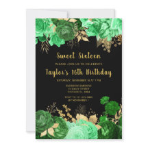 Elegante grüne und goldene Blumen Sweet Sixteen