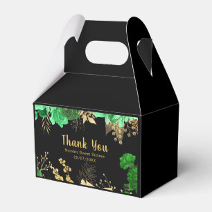 Elegante grüne und goldene Blumen Sweet Sixteen Geschenkschachtel