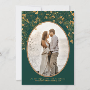 Elegante grüne und goldene Blumen Vögel Benutzerde Save The Date