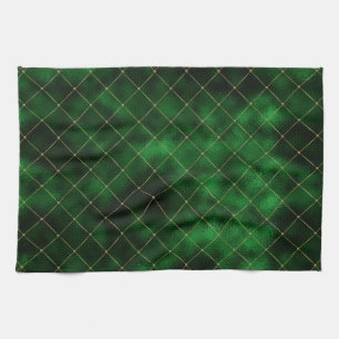 Elegante grüne und goldene Diamanten Geschirrtuch