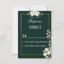 Elegante grüne und goldene florale RSVP-Karte
