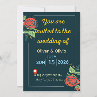 Elegante grüne und goldene Hochzeitseinladung Einladung