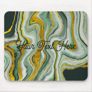 Elegante grüne und goldene Marmor-Achat-Textur ind Mousepad
