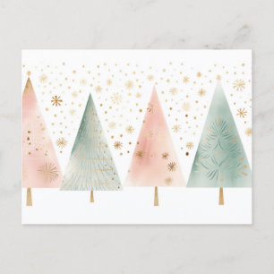 Elegante grüne und goldene Weihnachtsbäume Postkarte