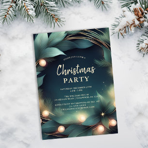 Elegante grüne und goldene Weihnachtsfeier-Einladu Feiertagskarte