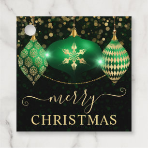 Elegante grüne und goldene Weihnachtskugeln Geschenkanhänger