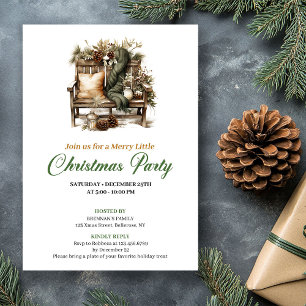 Elegante grüne und goldene Weihnachtsnischen-Party Einladung