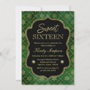 Elegante grüne und goldene Winterschnürflocken Swe Einladung