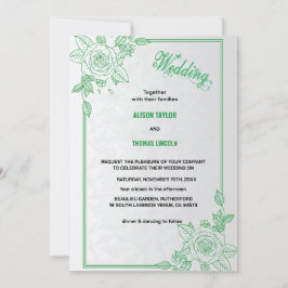 Elegante grüne und graue klassische Script-Hochzei Einladung