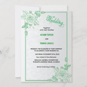 Elegante grüne und graue klassische Script-Hochzei Einladung