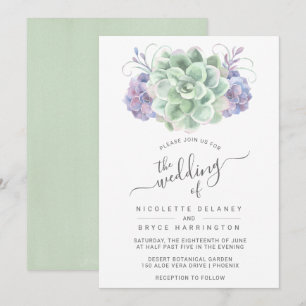Elegante grüne und Lila, schmackhafte Hochzeit Einladung