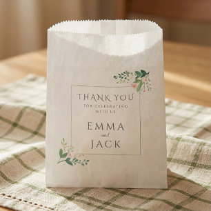 Elegante, grüne und rosa Blumenhochzeit Geschenktütchen