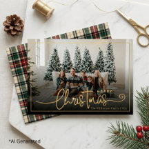 Elegante grüne und rote karierte Weihnachtsfamilie