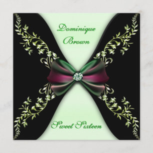 Elegante Grüne und Schwarze laden mit Einladung