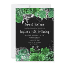 Elegante grüne und silberne Blumen Sweet Sixteen