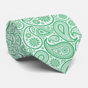Elegante grüne und weiße Vintage-Paisley-Krawatte Krawatte