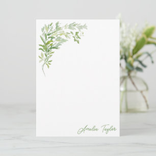 Elegante grüne vertikale personalisierte Korrespon Mitteilungskarte