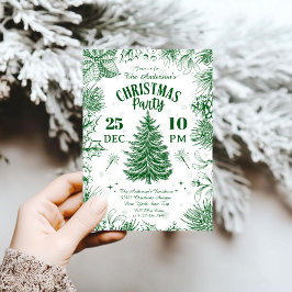 Elegante grüne Vintage-Weihnachtsfeier Einladung
