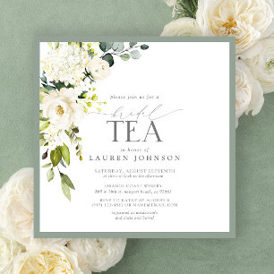 Elegante grüne Wasserfarbe Blumenkohl Bridal Teedu Einladung