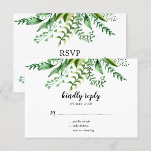 Elegante grüne Wasserfarbe-Botanik-Hochzeits-RSVP Einladung