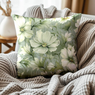 Elegante grüne Wasserfarbe Florale Blätter Botanis Kissen