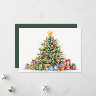 Elegante grüne Wasserfarbe-Weihnachtsbaum ohne Fot Feiertagskarte