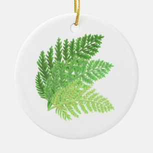 Elegante grüne Wasserfarne Waldblätter Keramikornament