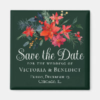 Elegante grüne Weihnachten mit Blumen Save the Dat