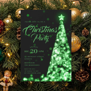 Elegante grüne Weihnachtsbaum-Festzeit Einladung