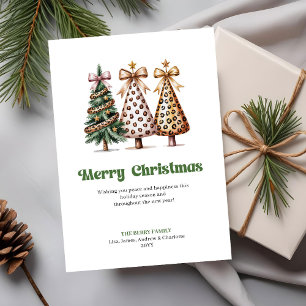 Elegante grüne Weihnachtsbaum-Grußkarte aus Gold Feiertagskarte